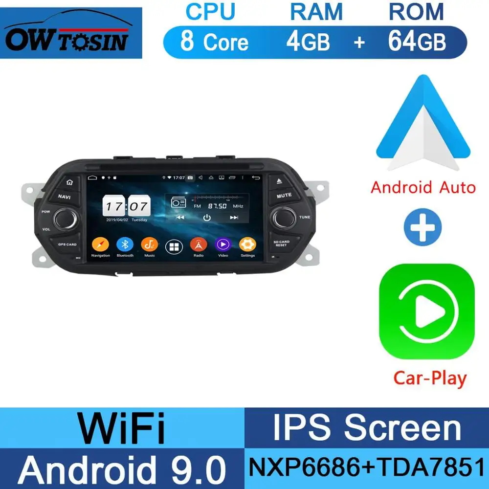 64G CarPlay Android " ips 1024*600 8 ядерный 4 Гб ram+ 64 Гб rom Android 9,0 автомобильный dvd-плеер для FIAT EGEA CarPlay Parrot BT Радио AdasDVR - Цвет: 64G CarPlay Android