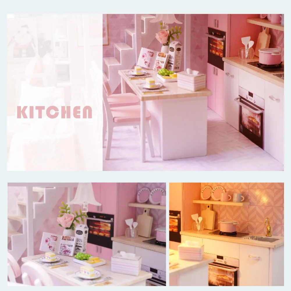 DIY Кукольный дом Миниатюрный Кукольный домик с деревянная мебель для дома Miniaturas игрушки для детей год рождественский подарок L022