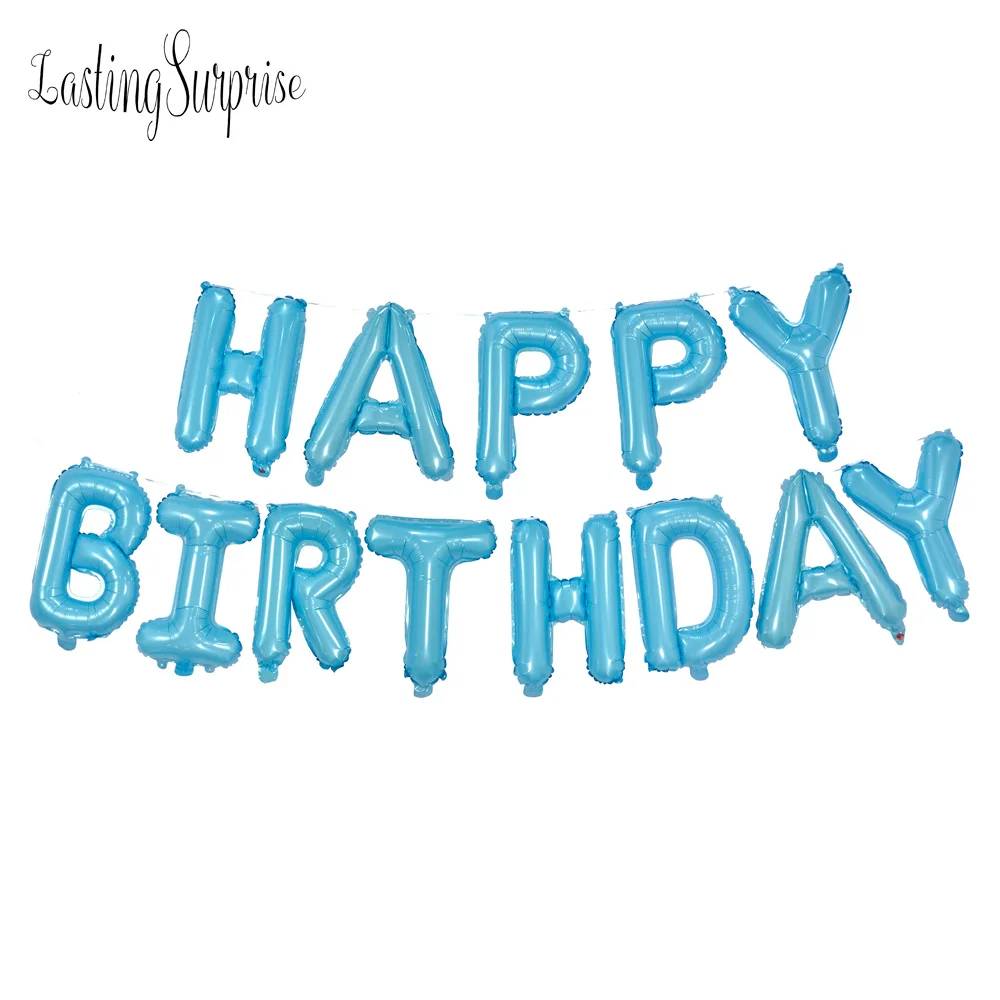Pearl Blue birthday 1" с днем рождения буквенные шары с 10" День Рождения украшения Детские украшения для детского праздника Макарон воздушный шар - Цвет: Pearl Blue birthday