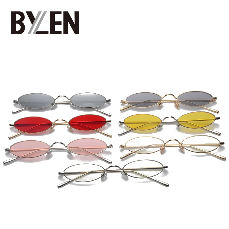 

New Small Oval Metal Frame Sunglasses Men Retro Brand Designer Red Steampunk Vintage Round Clear Mirror Sun Glasses for Women