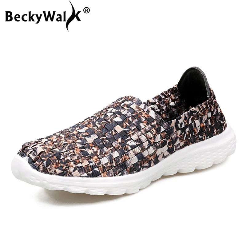 Женские лоферы на плоской подошве BeckyWalk дышащие тканевые Туфли-светильник для