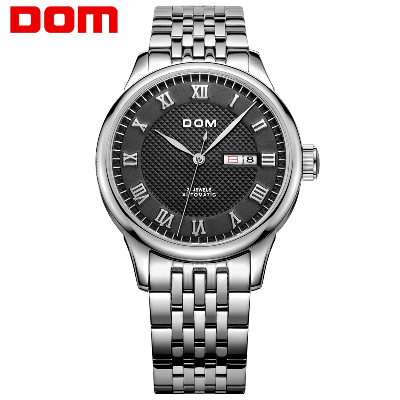 DOM механические часы из нержавеющей стали для мужчин модные брендовые