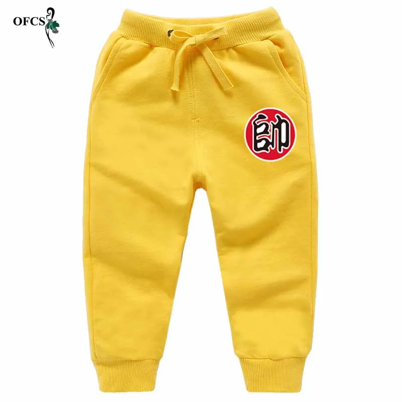 Хит! Весенние детские штаны с китайскими буквами спортивные длинные ярких цветов