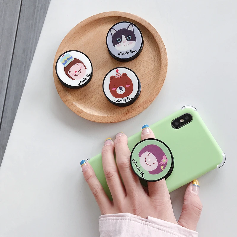 Popular Cute Cartoon Anti-Fall Mobile Phone Fold Holder Desk Stand Grip Mount Gadget Socket for iPhone Samsung Xiaomi Huawei LG |
