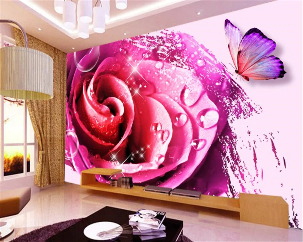 Обои на заказ домашний декоративный фон фотообои большой теплый HD розовый ТВ
