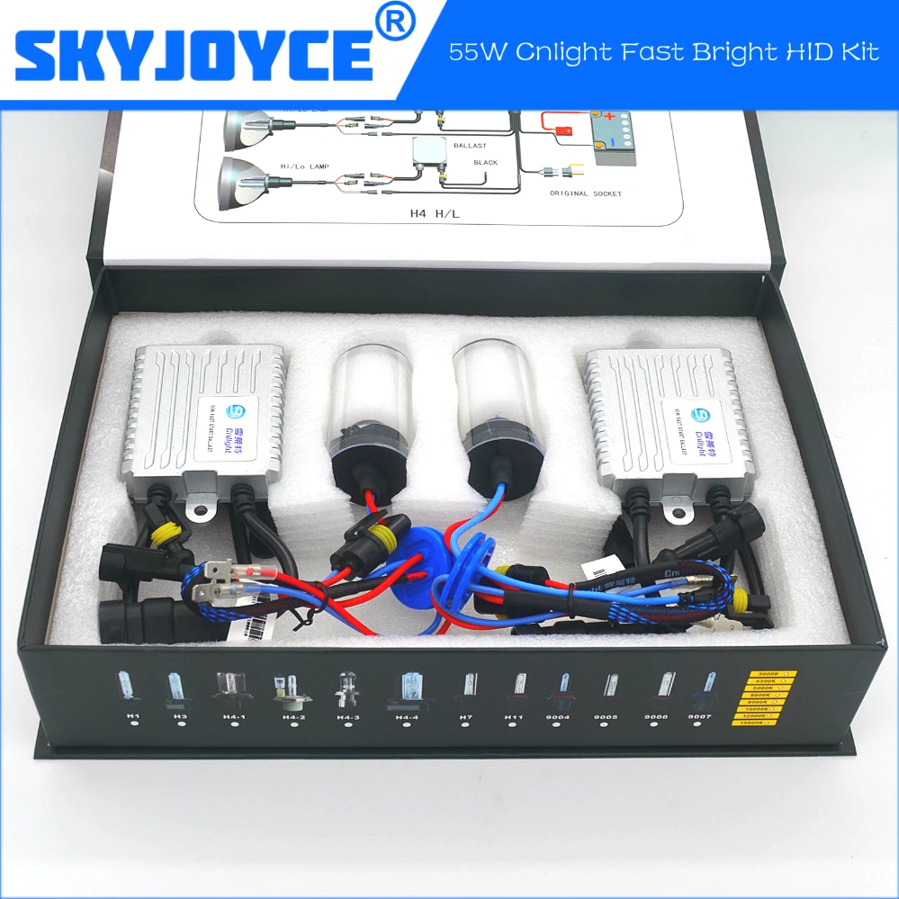 2017 Новый SKYJOYCE быстрый запуск hid ксеноновый комплект БРЕНД Cnlight H1 H7 5000K 6000K 55 Вт