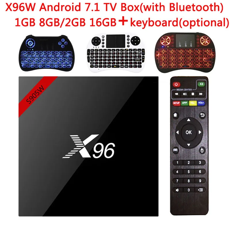X96 X96W Smart TV Box Android 7 1 Bluetooth 1G/8G 2G/16G Amlogic S905W 2 4 ГГц WiFiHD Четырехъядерный 4K медиаплеер