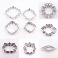 new 4pcs stainless steel lace frame cookie cutter fondant cake pastry mould wedding cake decor biscuit baking tools
