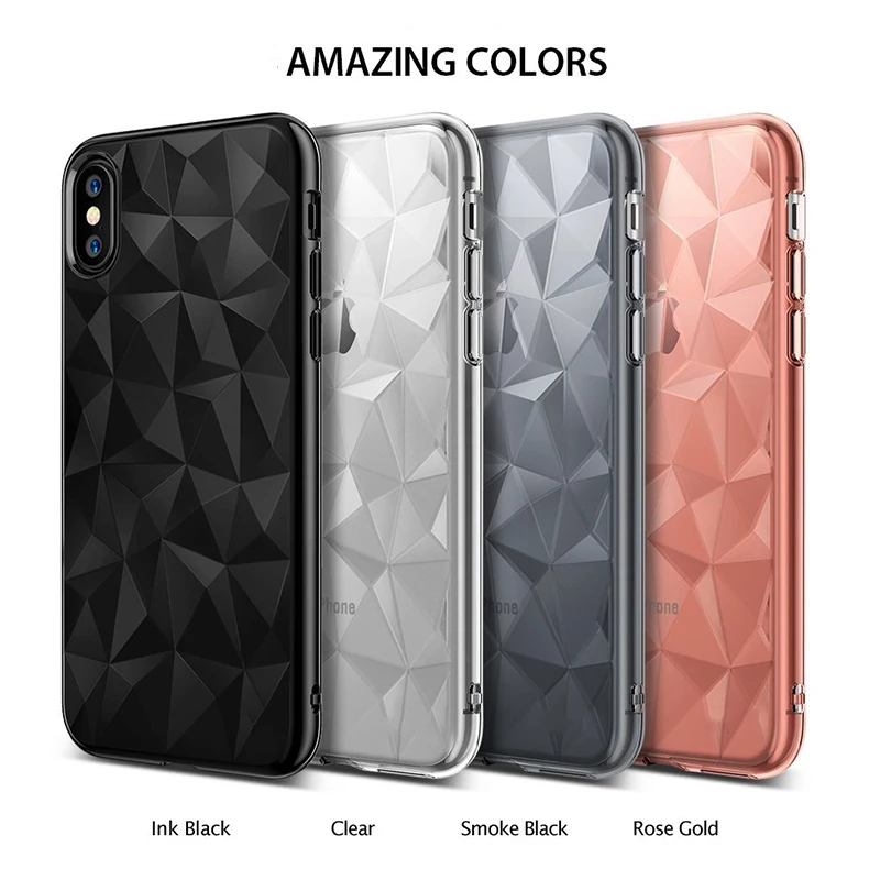 MYSUN Clear 3D Geometry Diamond Pattern Case for iPhone X 8 7 6 6S Plus Fitted Cases Ultra thin Transparent Soft TPU Back Cover |
