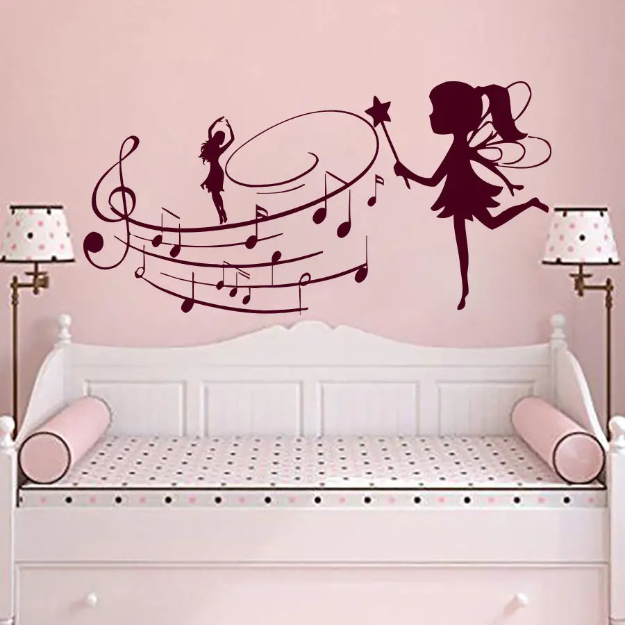 Музыкальные наклейки на стену виниловая наклейка с нотами сказочная детская
