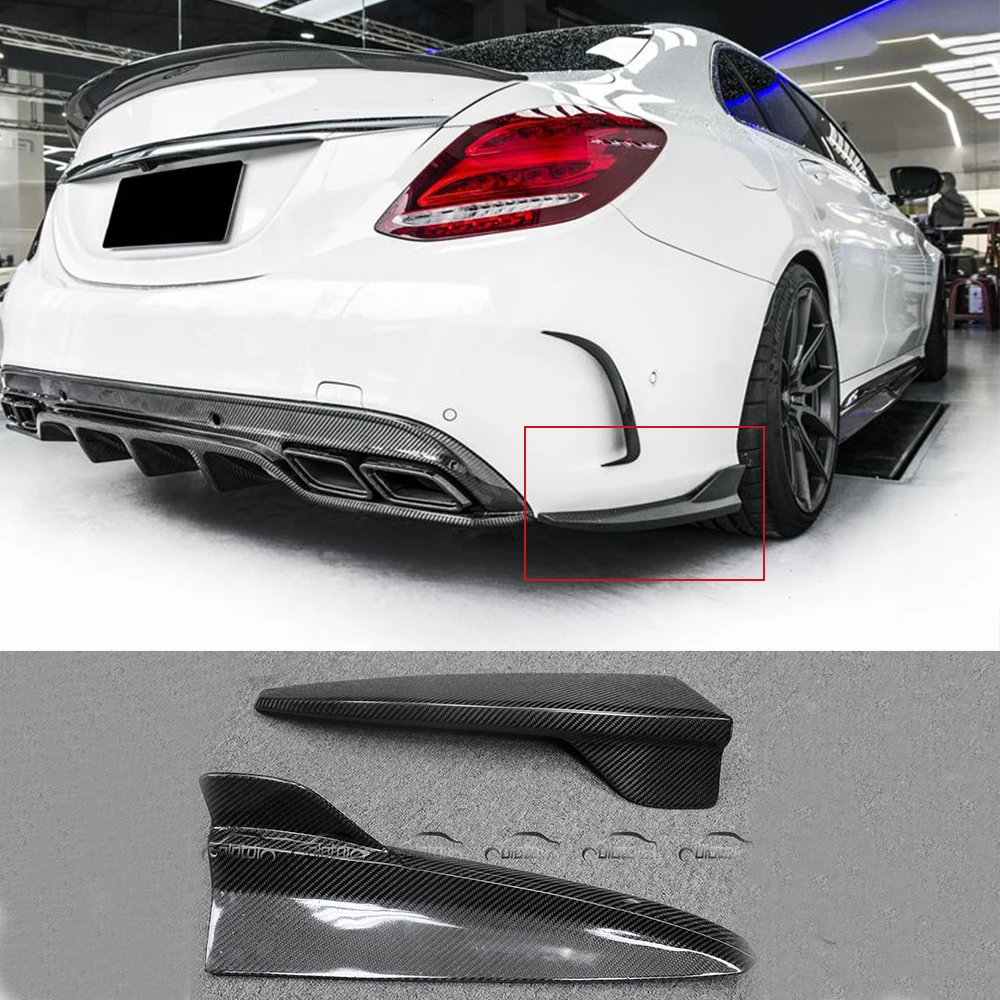 W205 AMG & C63 Стайлинг автомобиля настоящая карбоновая задняя плоская боковая юбка