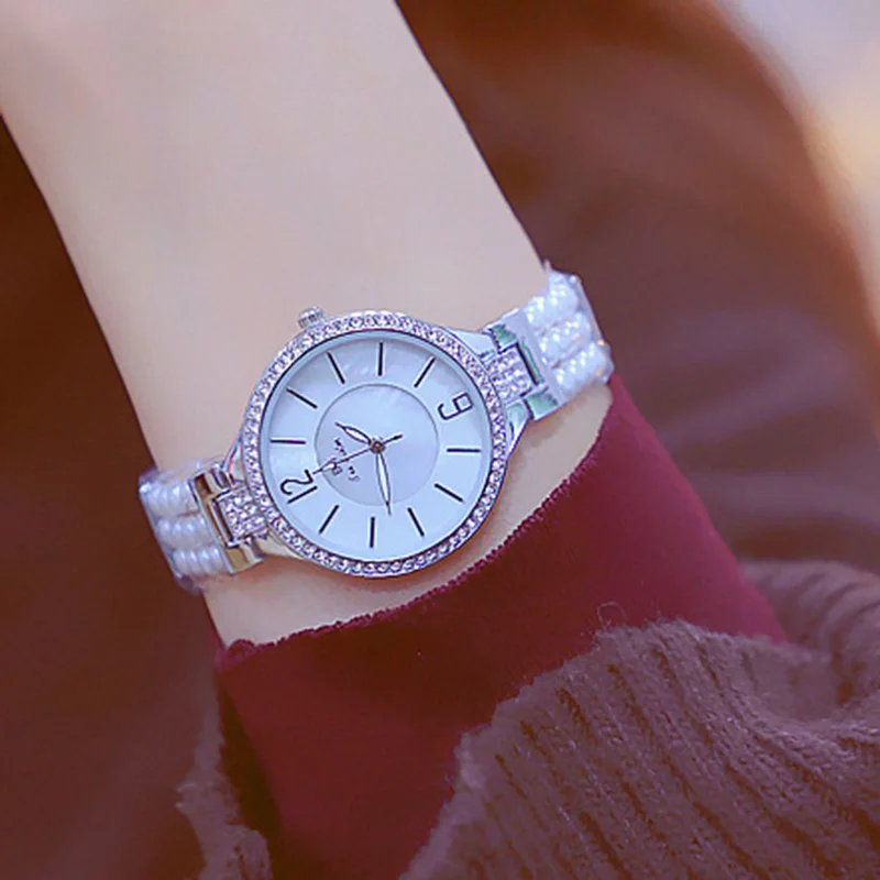 

2019 Luxury Women Watches Top Brand Pearl Bracelet Quartz Watches Ladies Wristwatch montre femme Relogios Femininos saat