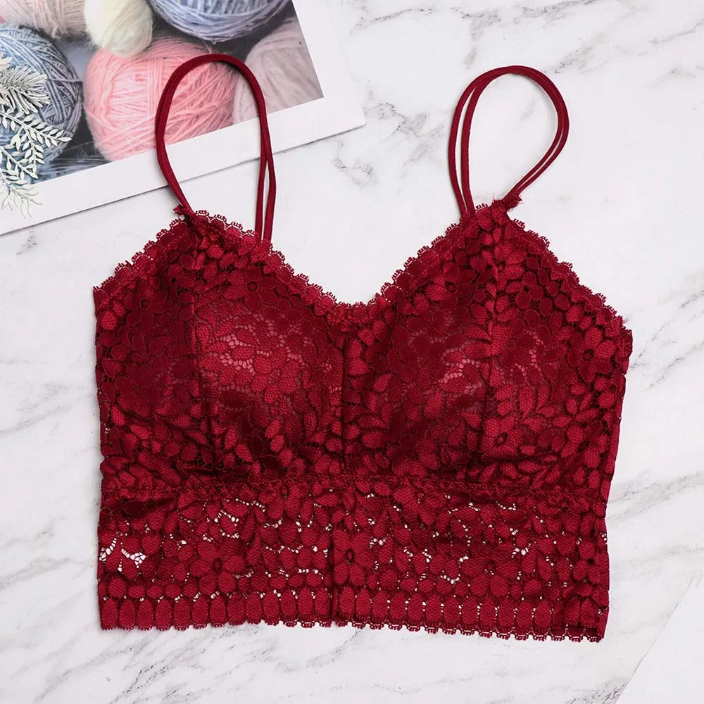 Красный Сексуальные Push-Up Bra Для Женщин Кружевной без косточек пикантный нижнее белье Беспроводной бесшовный бюстгальтер на подкладках Ультра ремень мягкий полый бюстгальтер - Цвет: Красный