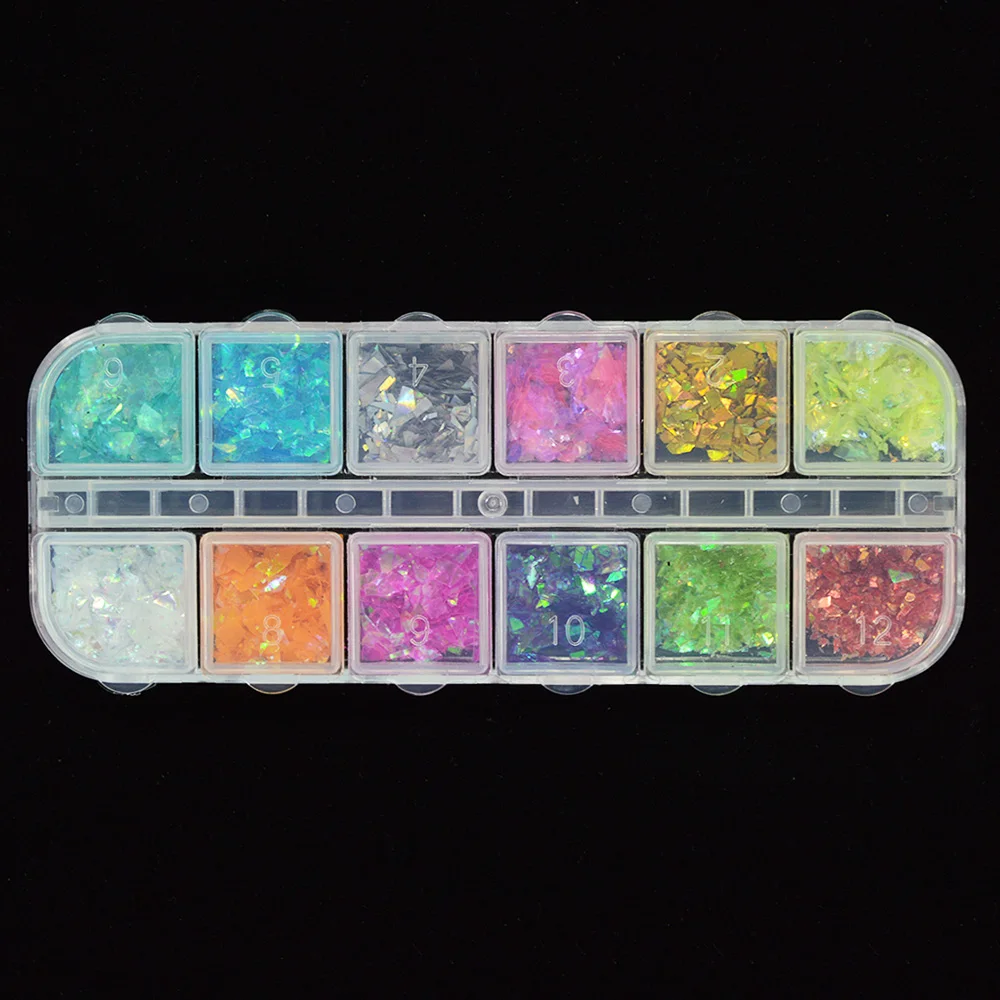 1 коробка Блестки для ногтей Блеск пыль Ослепительная блестка оболочки фольги