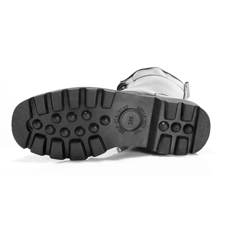 LIN KING Warm Plush Black Men Lace Up Motorcycle Boots Mid Calf Winter Shoes Steel Toe Puncture Proof Safety Man Military Boots