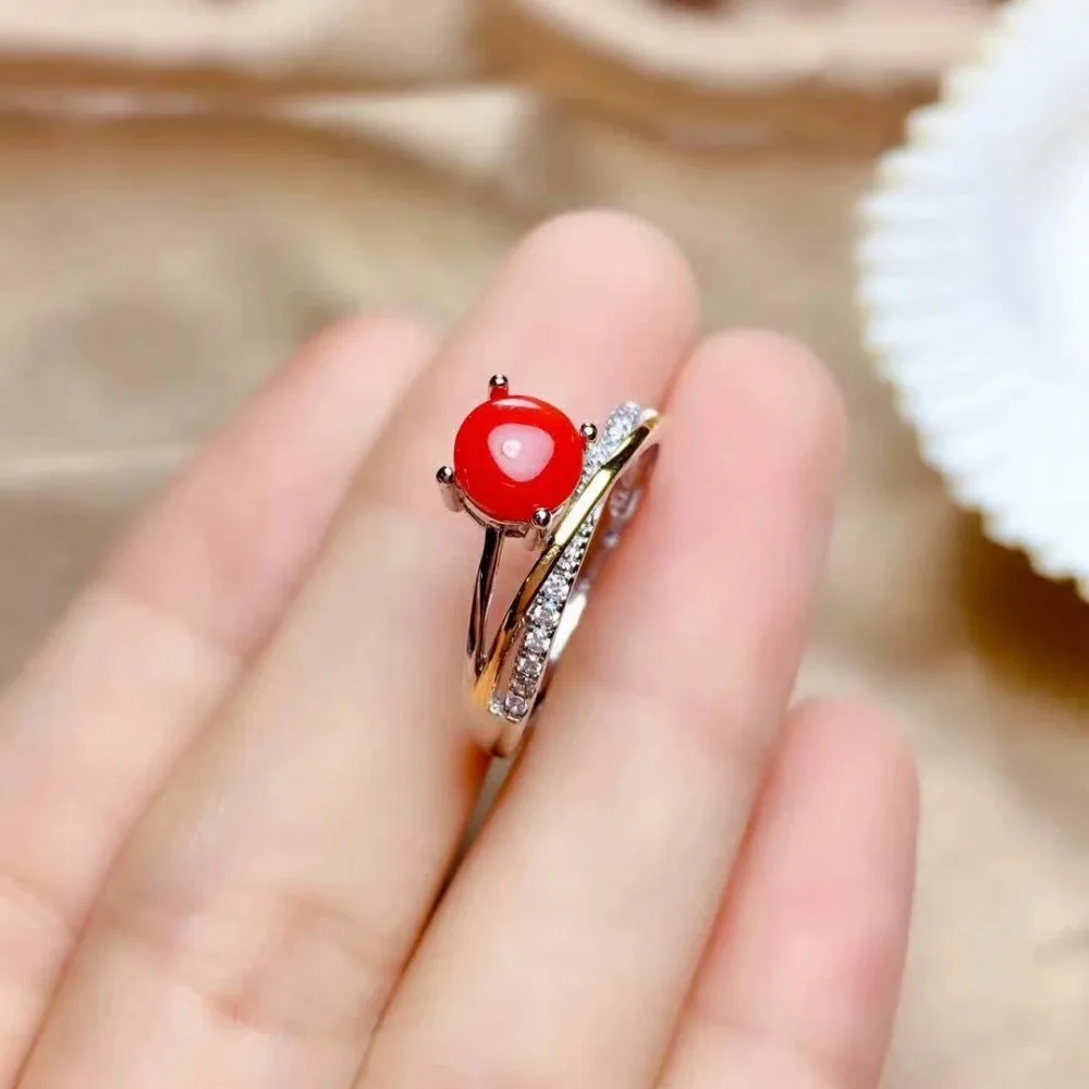 Shilovem 925 Стерлинговое Серебро натуральные красные коралловые кольца ювелирные украшения женские модные открытые вечерние растения подарок mj0606119agsh