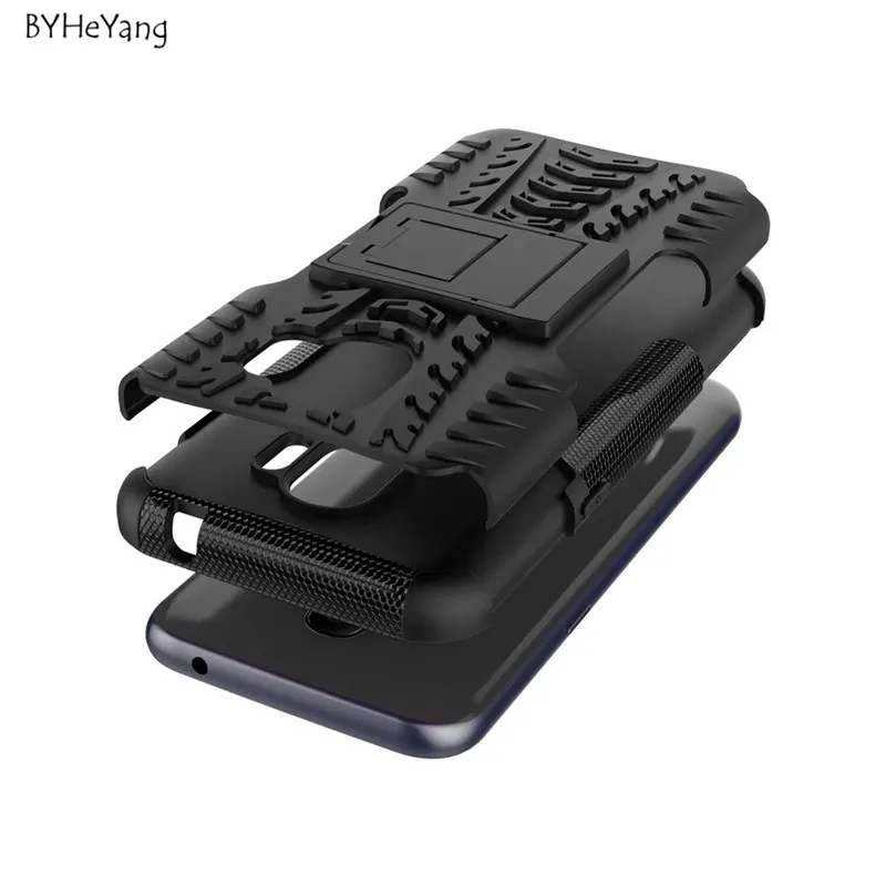 BYHeYang For Samsung Galaxy J2 Pro 2018 Case PC &amp TPU Hybrid Kickstand Back Cover Armor J250 |