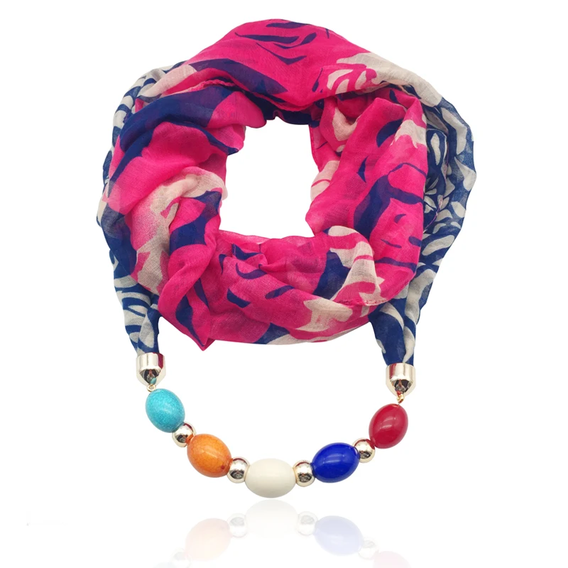 Модный женский шарф ожерелье с мраморными бусинами Ювелирное Украшение бандана