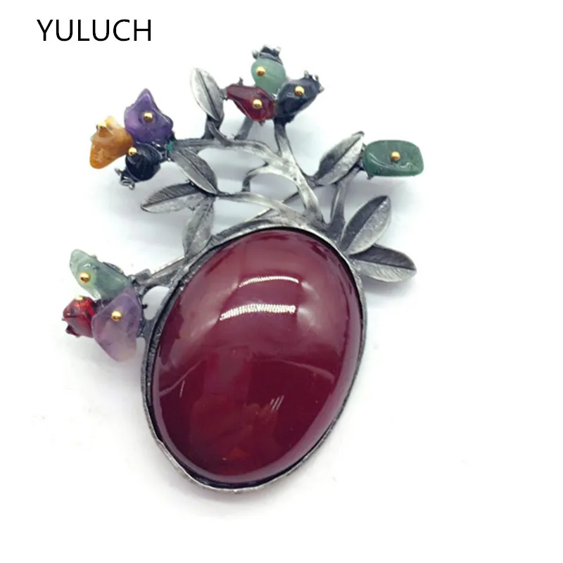 Модный бренд новинка ювелирная брошь с глазурью Lucky Grass leaf gem винтажный камень в