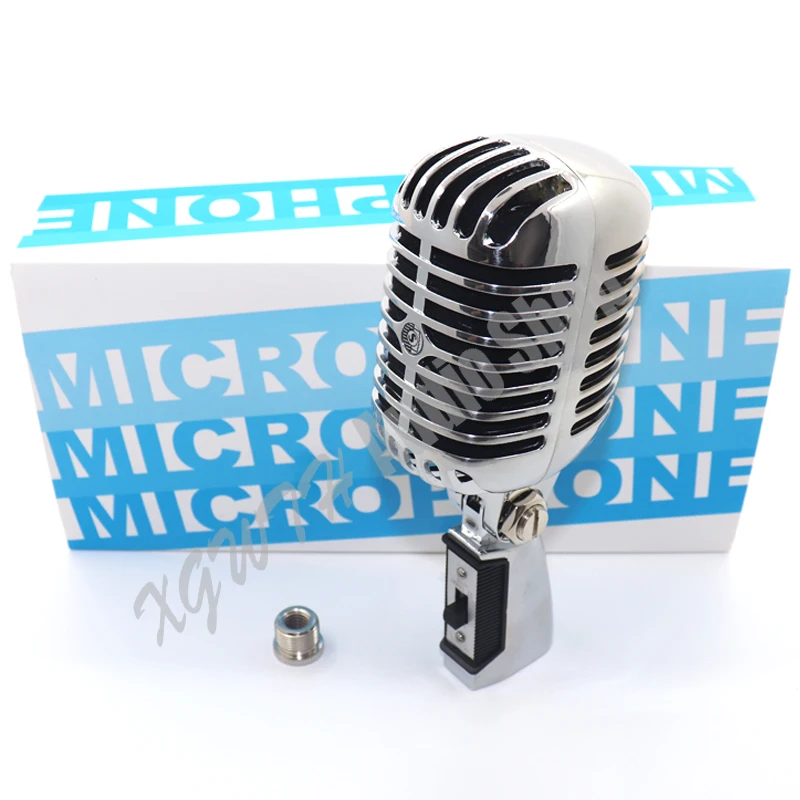 

Professional Wired Vintage Classic Microphone Cardioid Dynamic Moving Coil Mike Deluxe Metal Vocal Old Style Karaoke Mic 55SH II