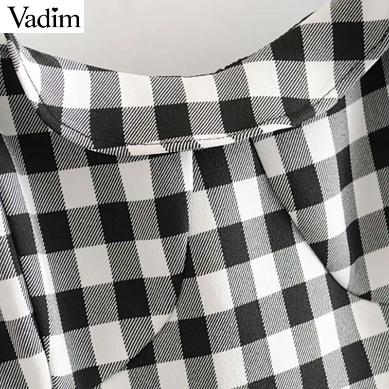 Vadim женское сексуальное клетчатое мини-платье с v-образным вырезом и открытой