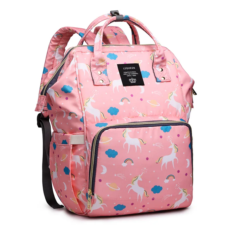 

Brand Women mochila Backpack Unicorn Print Bags For Ladies 2020 Large Oxford Waterproof Mom Travel Backbag Pink Babysitter bags
