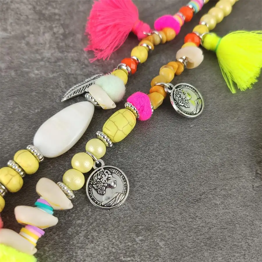 Новые богемные шикарные ожерелья с деревянными бусинами в стиле бохо яркие