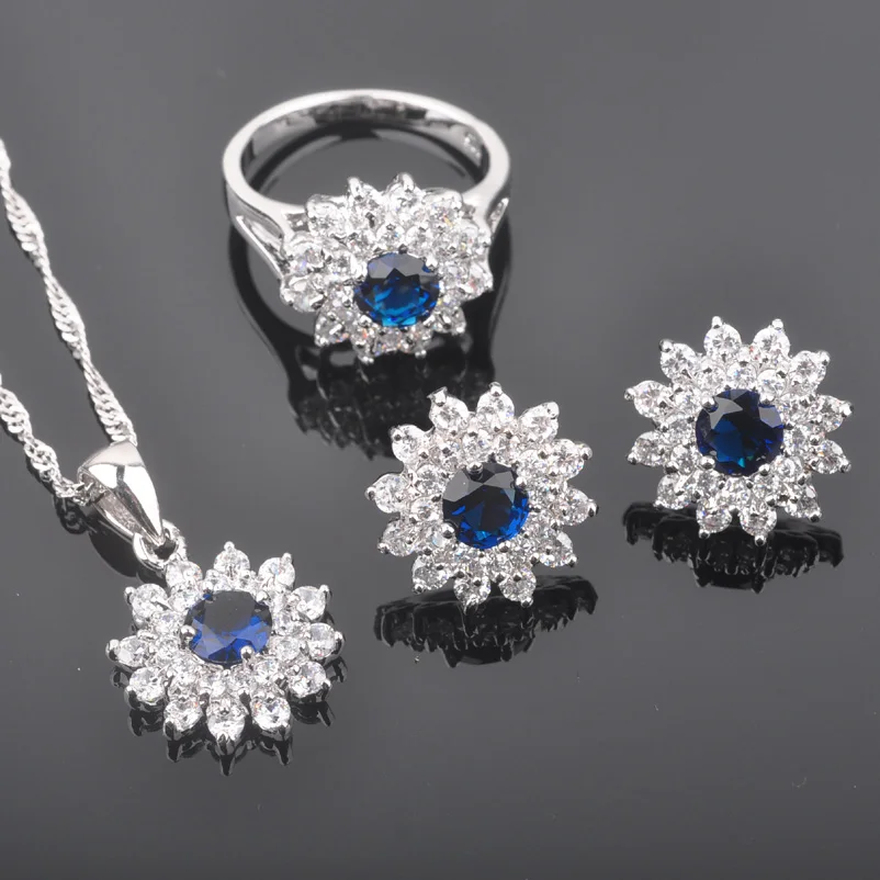 Женский комплект украшений сережки/подвески/ожерелья/кольца с белым фианитом и
