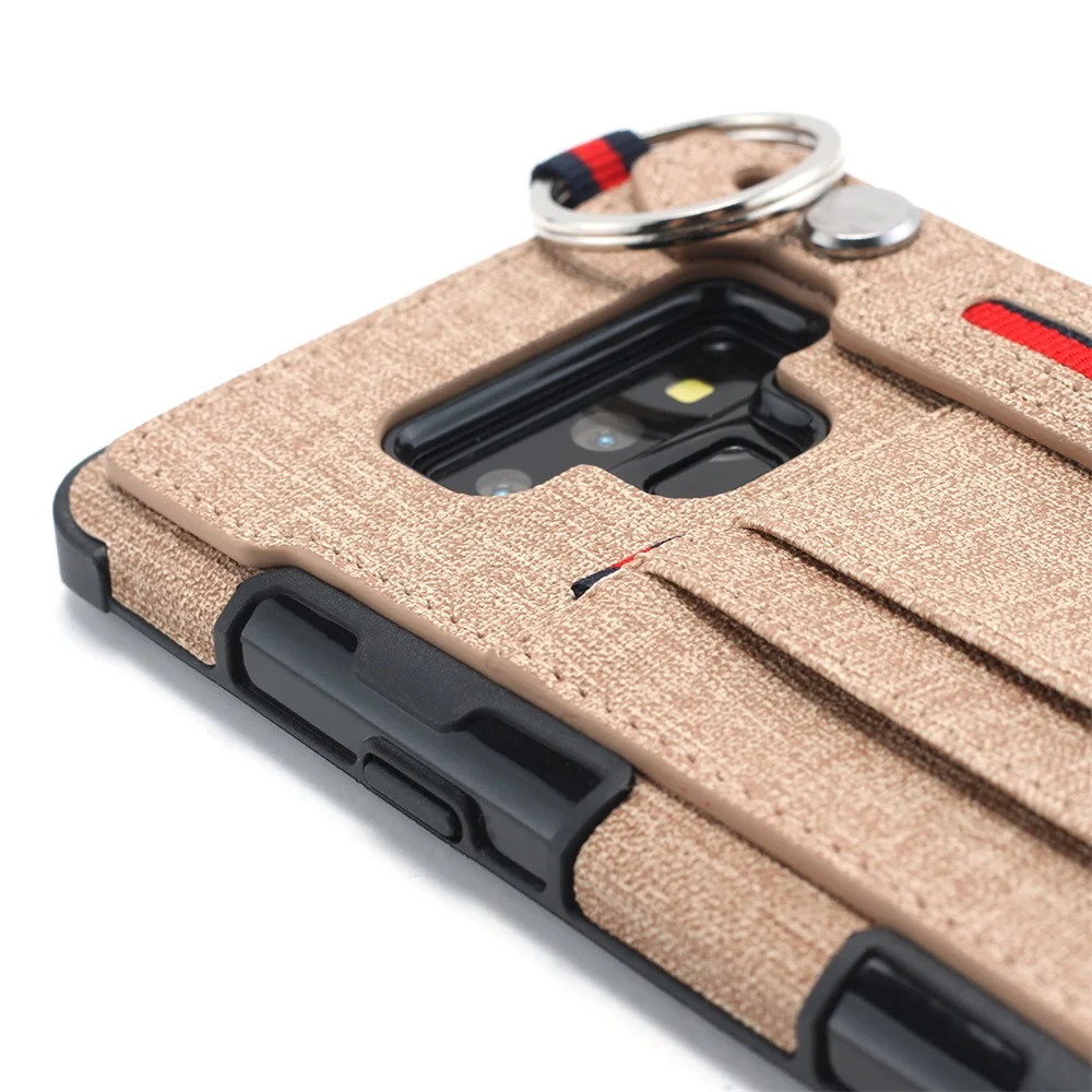 Cowboy Cloth Texture Wallet Card Slot Case For Samsung galaxy Note 8 Luxury Hand Lanyard Cover 9 Coque |