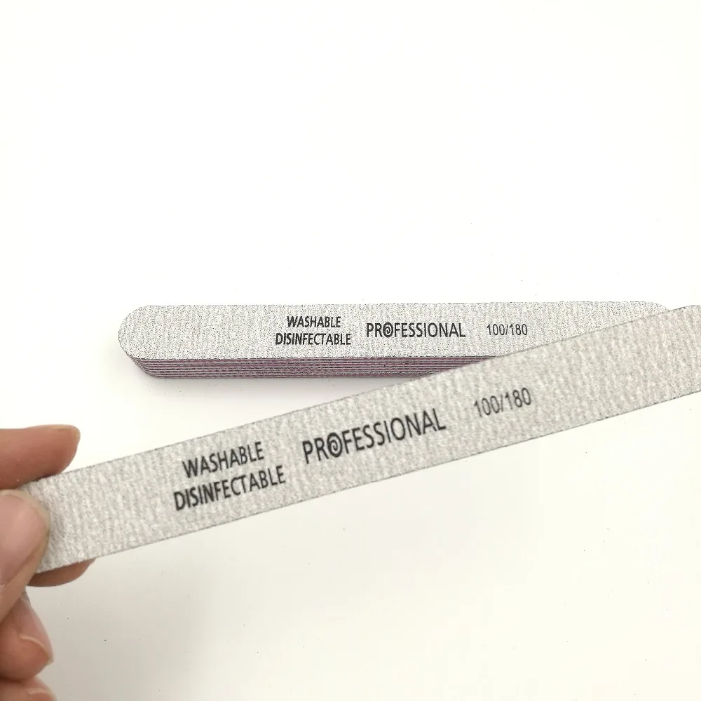 5 шт./лот Профессиональный 100/180 двойными бортами серый Дизайн ногтей Шлифовальные