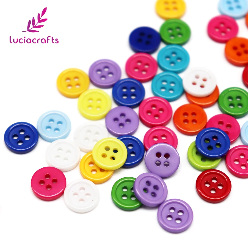 Распродажа Lucia Crafts, 50 шт в наборе 10 мм случайное смешивание круглые полимерные пуговицы с 4 отверстиями DIY для шитья, головастой формы Скрапбукинг аксессуары CE0503