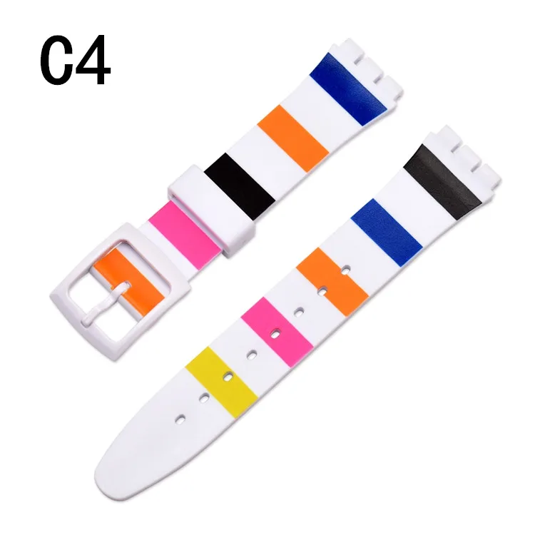 C4 Аксессуары для часов, Цветной силиконовый ремешок Swatch для мужчин, ремешок для часов t, ремешок 16 мм, резиновый ремешок для мужчин и женщин, ремешок для часов - Цвет ремешка: C4