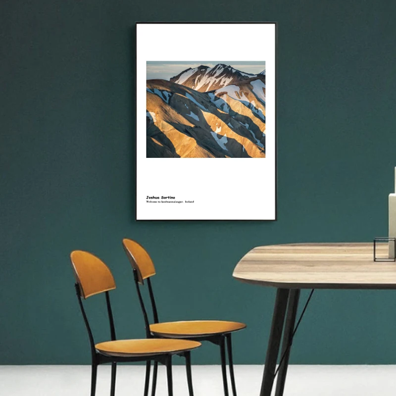Золотая Абстрактная Картина на холсте Снежная гора лианд Джошуа сортино плакат