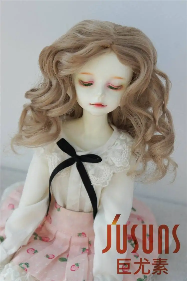size 7-8 Brown JD233 1/6 1/4 1/3 BJD термостойкость кукла парики YOSD MSD SD средней линии Длинные курчавый BJD парики кукла аксессуары - Цвет: size 7-8 Brown