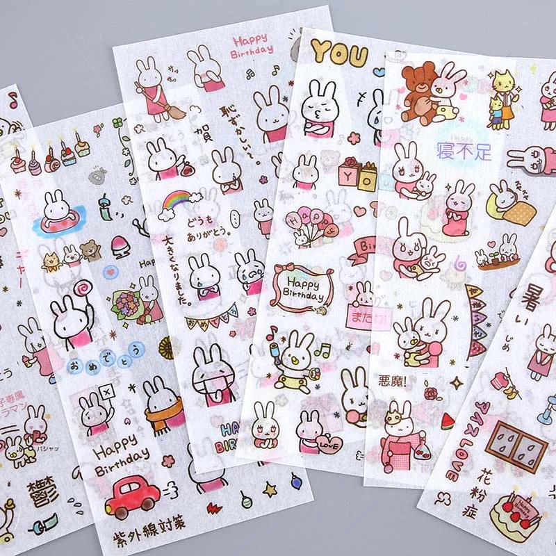 Joylong 6 шт./упак. улыбка Pusheen мультфильм милый стикер s кролик наклейка с группой BTS