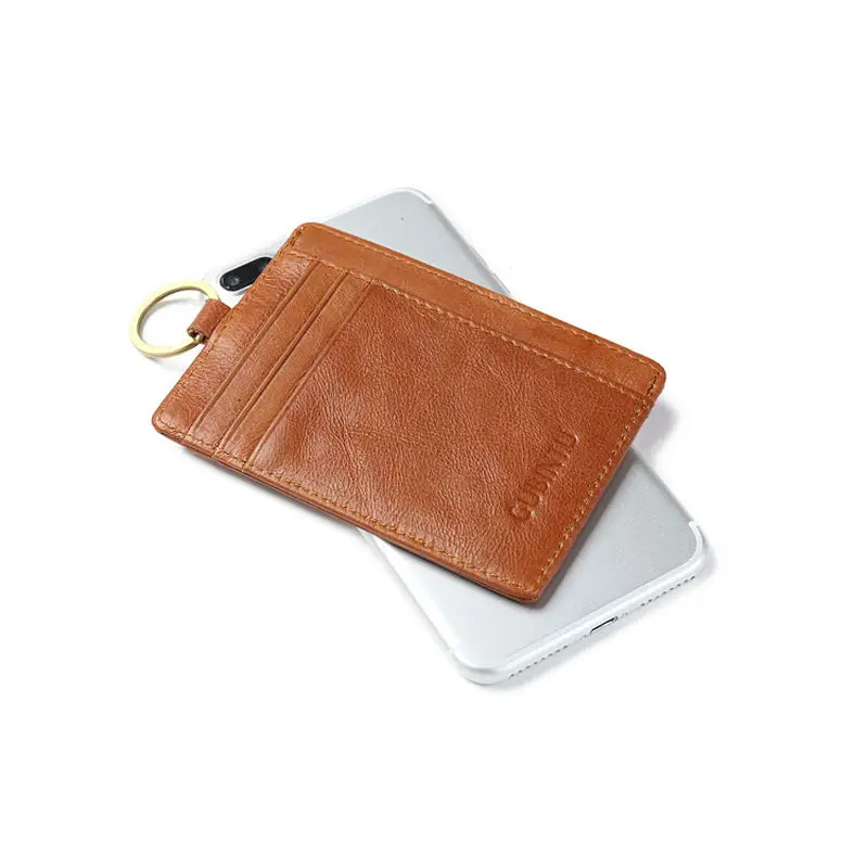 Держатель для кредитных карт из натуральной кожи Rfid с кольцом ключей кошелек - Фото №1