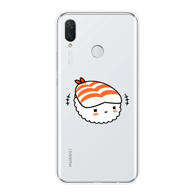 Милая мягкая задняя крышка Sushi Food Japan для Huawei Nova 2i 3 3I 3E 2 Lite Plus силиконовый чехол