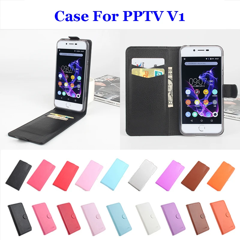 5 0 дюймов 9 цветов кожа личи высокое качество для PPTV V1 чехол телефона флип-Чехлы в