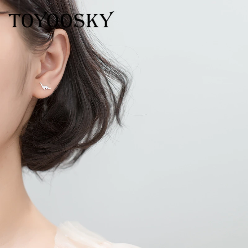 TOYOOSKY милый динозавр серьги-гвоздики подарок для детей девочка студентка прекрасный подарок животное 925 ювелирные изделия из настоящего стерлингового серебра