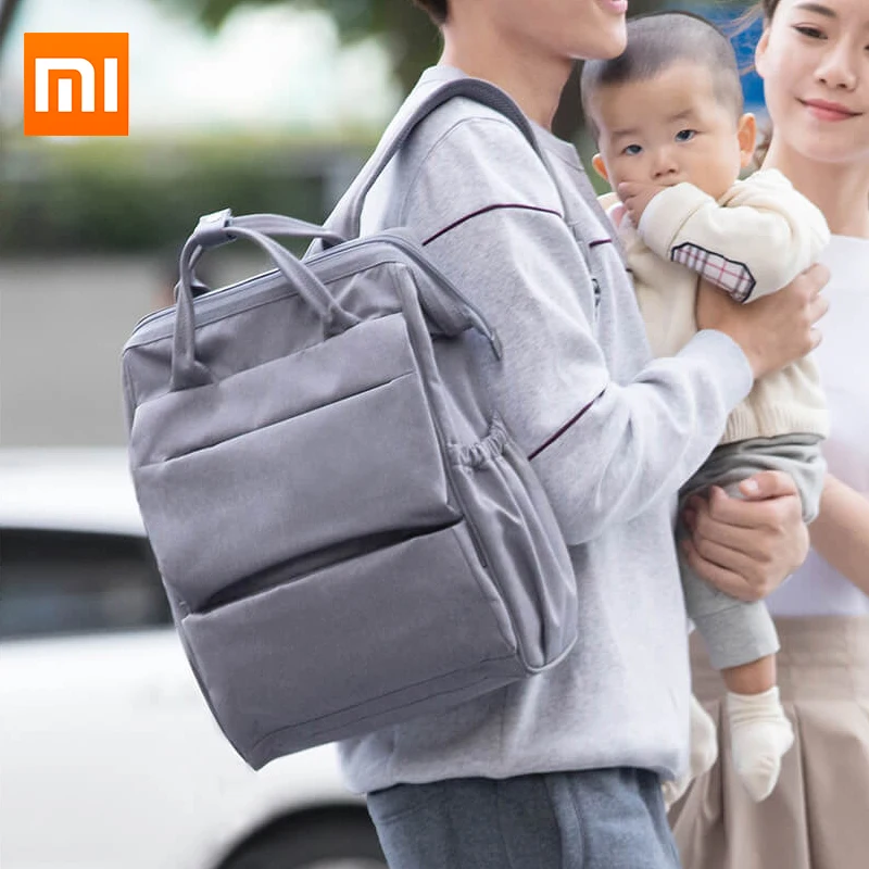 Оригинальная многофункциональная сумка для детских подгузников Xiaomi, рюкзак для кормления, 20л, встроенная сумка с изоляцией молока для мамы, папы, путешествий