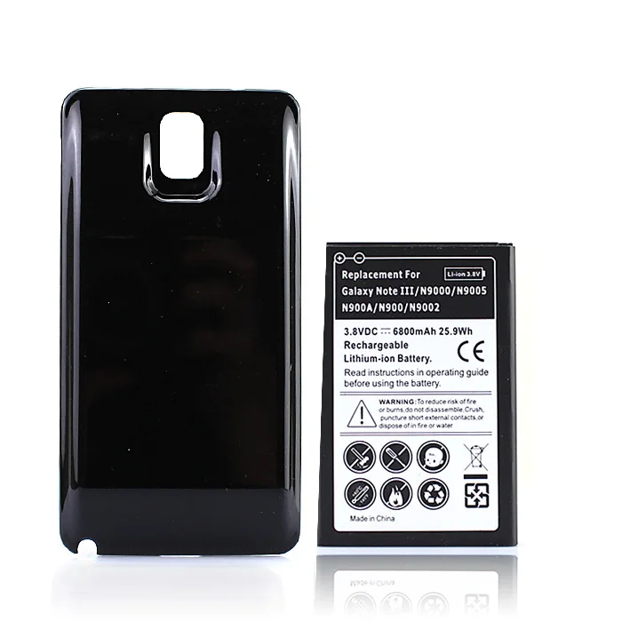 

Extended Phone Battery 6800mAh + Black Cover Case For Samsung Galaxy Note 3 Note3 N9000 N9005 N900A N9002 N900 Spare Bateria