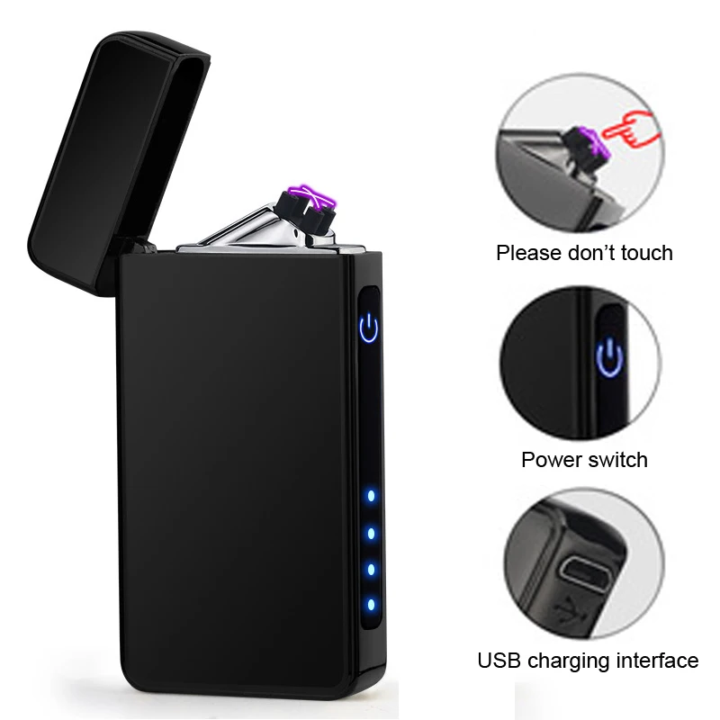 USB легче Hopingfire 2018 ветрозащитный электронные Перезаряжаемые двойной дуги