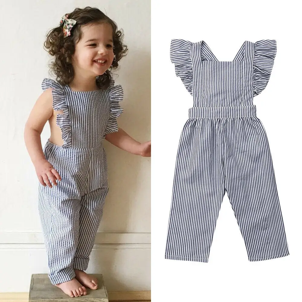 Kids Baby Girl Stripe Clothes 1 Piece Trousers Playsuits Outfits Toddler Children's Costume | Детская одежда и обувь