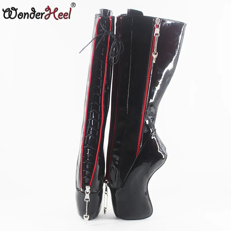 Wonderheel новые лакированные пикантные балетные сапоги до колена на очень высоком