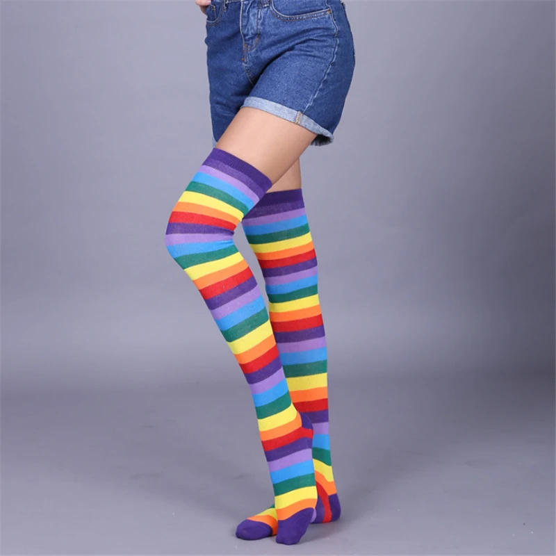 Knee Socks Girl Women Sexy Slim Striped Long Socks Autumn Christmas Halloween Easter Ball Party Costume Knee High Socks Women