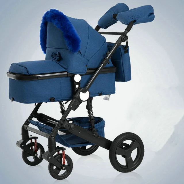 blue Детская коляска 2 в 1, двунаправленная коляска, легкая коляска, качественный амортизатор, детская коляска - Цвет: blue