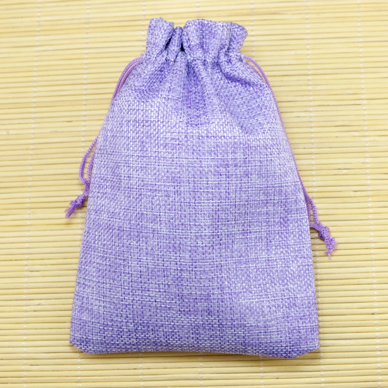 

50pcs/lot 13x18cm Purple Jute Bags Big Drawstring Gift Bag Incense Storage Burlap Bags Favor Boutique Cosmetics Packaging Bags