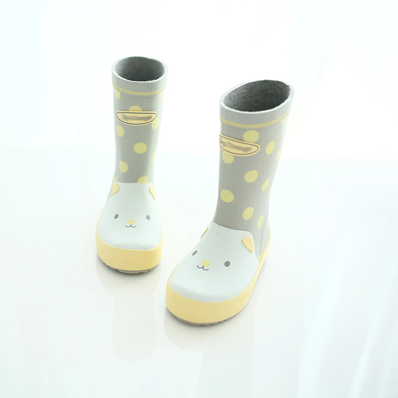 grey 19cm YESELLO/резиновые сапоги для дождливой погоды из натуральной резины; обувь на плоском каблуке средней высоты; нескользящая подошва для малышей и студентов - Цвет: grey 19cm