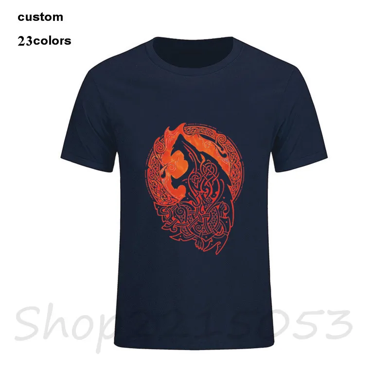 2018 funy FENRIR LOKI'S SON Vikings Wolf Мужская футболка уличная Хлопковая мужская с логотипом