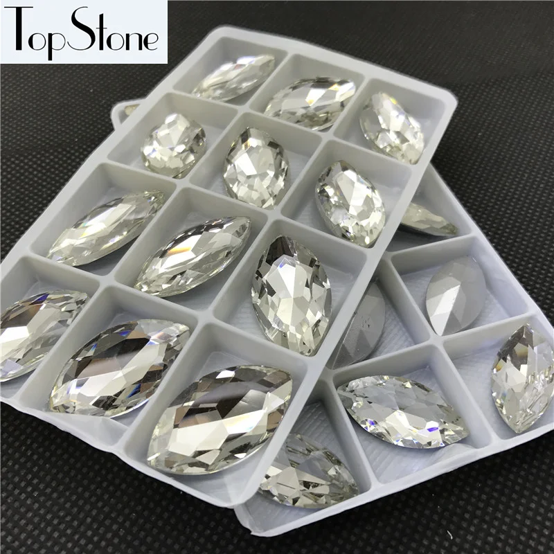 Кристаллы TopStone Crystal Clear Navette Необычные камни с задней стеклянный лошадиный глаз 3x6